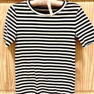 J. Crew XS Perfect Fit Navy-and-White Striped Cotton Tee